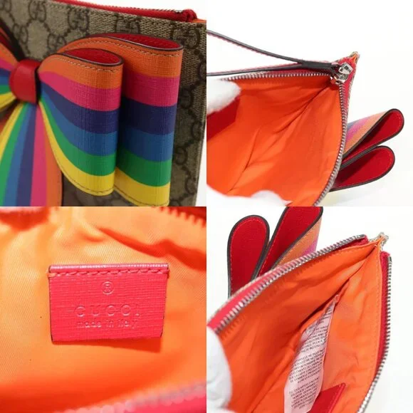 GUCCI GG Supreme Accessory Pouch PVC Beige 457233 Auth 148206V - Picture 14 of 15